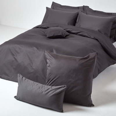 Homescapes Dark Charcoal Grey Continental Egyptian Cotton Pillowcase 1000 TC, 60 x 60 cm
