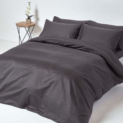 Homescapes Dark Charcoal Grey Egyptian Cotton Fitted Sheet 1000 TC, Super King
