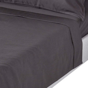 Homescapes Dark Charcoal Grey Egyptian Cotton Flat Sheet 1000 Thread Count, Double