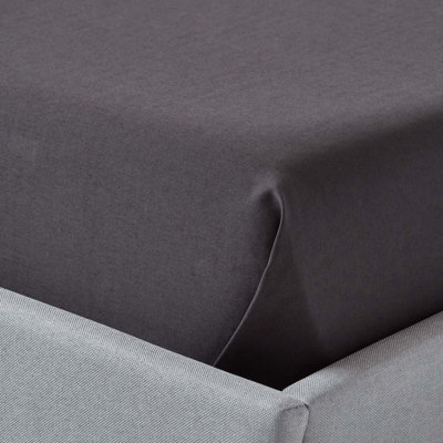 Homescapes Dark Charcoal Grey Egyptian Cotton Flat Sheet 1000 Thread ...