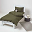 Homescapes Dark Green Linen Cot Bed Fitted Sheets 70 x 140 cm, Pack of 2