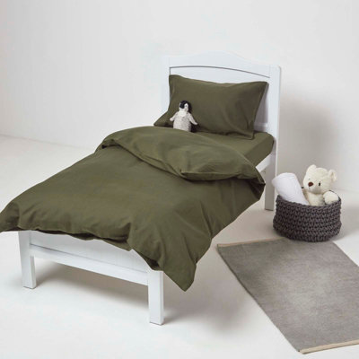 Homescapes Dark Green Linen Fitted Cot Sheet 60 x 120 cm Pack of 2