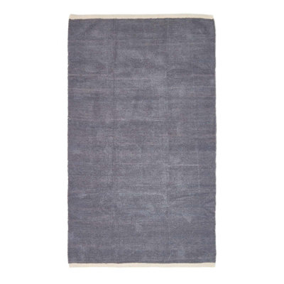 Homescapes Dark Grey 100% Cotton Plain Chenille Rug with Natural Trim, 45 x 70 cm