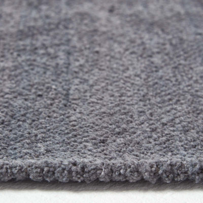 Homescapes Dark Grey 100% Cotton Plain Chenille Rug with Natural Trim, 45 x 70 cm