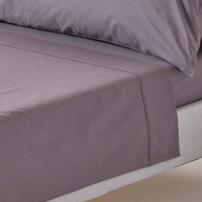 Homescapes Dark Grey Egyptian Cotton Flat Sheet 200 TC, Double