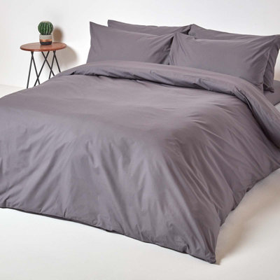 Homescapes Dark Grey Egyptian Cotton Single Duvet cover with One Pillowcase, 200 TC