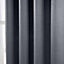 Homescapes Dark Grey Herringbone Chevron Blackout Thermal curtains Pair Eyelet Style, 45 x 72"