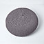 Homescapes Dark Grey Large Round Cotton Knitted Pouffe Footstool