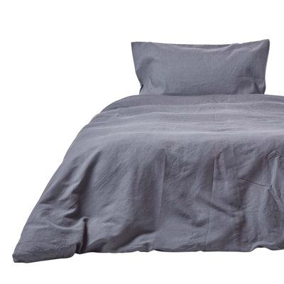 Homescapes Dark Grey Linen Duvet Cover Set, Double