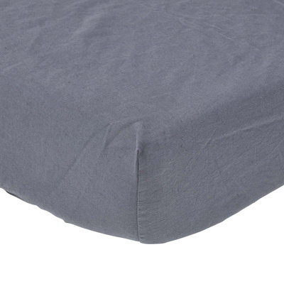 Homescapes Dark Grey Linen Fitted Sheet, Super King DIY at B&Q