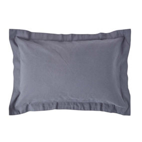 Homescapes Dark Grey Linen Oxford Pillowcase, Standard