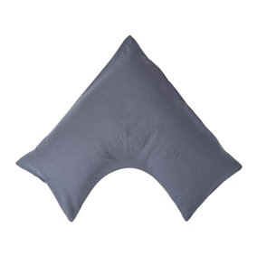 Homescapes Dark Grey Linen V Shaped Pillowcase