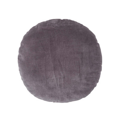 Homescapes Dark Grey Velvet Cushion, 40 cm Round