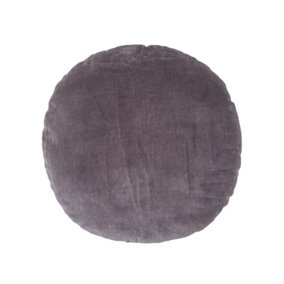 Homescapes Dark Grey Velvet Cushion, 40 cm Round
