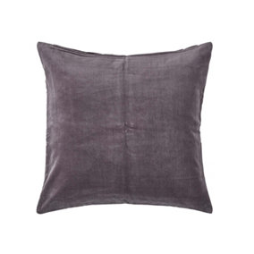 Homescapes Dark Grey Velvet Cushion Cover, 40 x 40 cm