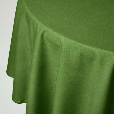 Homescapes Dark Olive Cotton Round Tablecloth 178 cm