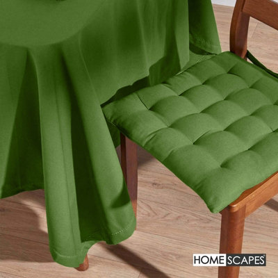 Homescapes Dark Olive Cotton Round Tablecloth 178 cm