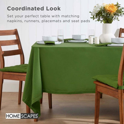 Homescapes Dark Olive Cotton Round Tablecloth 178 cm