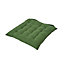 Homescapes Dark Olive Plain Seat Pad with Button Straps 100% Cotton 40 x 40 cm