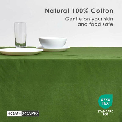 Homescapes Dark Olive Tablecloth 178 x 300 cm