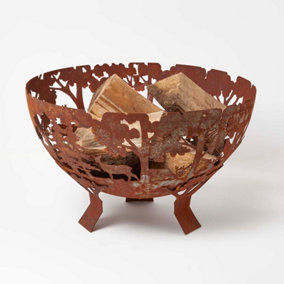Homescapes Decorative Fire Bowl with Laser Cut Woodland Scene