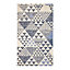 Homescapes Delphi Blue and White Geometric Style 100% Cotton Printed Rug, 160 x 230 cm