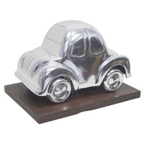 Homescapes Designer Solid Metal VW Beetle Oldtimer Classic Silver Table Top