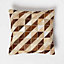 Homescapes Diamond Check Cream & Brown Leather Cushion 45 x 45 cm