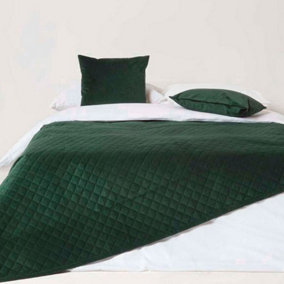 Homescapes Diamond Quilted Green Velvet Throw