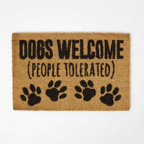 Homescapes 'Dogs Welcome' Rubber & Coir Doormat, 40 x 60 cm