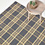 Homescapes Douglas Grey and Yellow Tartan Check Non-Slip 100% Wool Rug, 120 x 170 cm