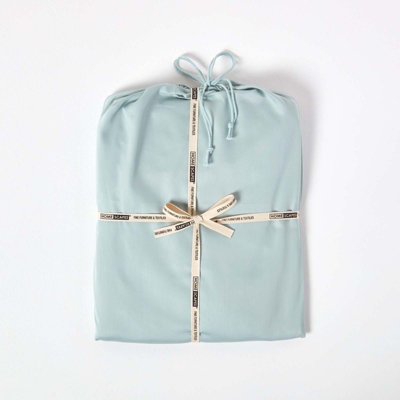 Homescapes Duck Egg Blue Organic Cotton Duvet Cover Set 400 Thread count, King