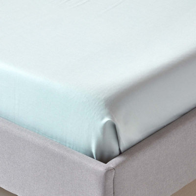 Homescapes Duck Egg Blue Organic Cotton Flat Sheet 400 Thread count, Double