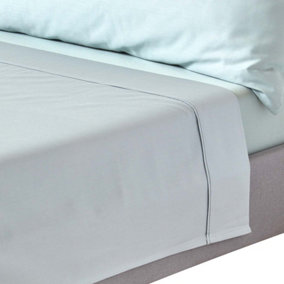 Homescapes Duck Egg Blue Organic Cotton Flat Sheet 400 Thread count, Single