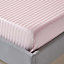Homescapes Dusky Pink Violet Egyptian Cotton Satin Stripe Flat Sheet 330 TC, King