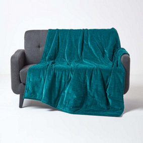 Homescapes Emerald Green Velvet Quilted Throw, 150 x 200 cm
