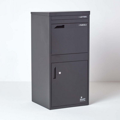 Homescapes Extra Large Front & Rear Access Black Smart Parcel Box