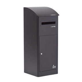 Homescapes Extra-Large Slanted Top Front Access Black Smart Parcel Box