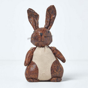 Homescapes Faux Leather Animal Rabbit Door Stopper