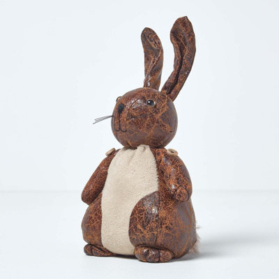 Homescapes Faux Leather Animal Rabbit Door Stopper