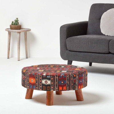 Homescapes Flat Kilim Footstool with Legs