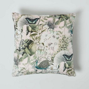Homescapes Floral Butterfly Garden Pink Cushion 46 x 46 cm