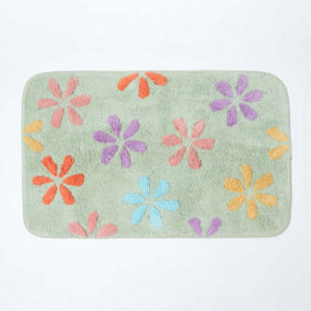 Homescapes Floral Multi Colour Cotton Bath Mat