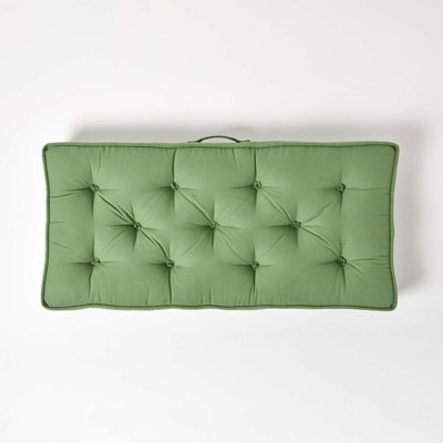 Homescapes Forest Green Cotton 2 Seater Booster Cushion