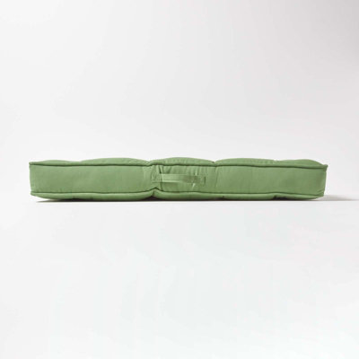 Homescapes Forest Green Cotton 2 Seater Booster Cushion
