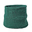 Homescapes Forest Green Cotton Knitted Round Storage Basket, 42 x 37cm