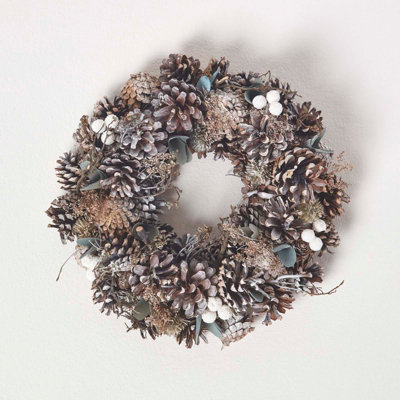 Homescapes Frosted Pinecone Christmas Wreath