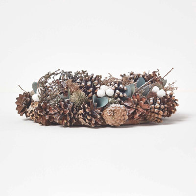 Homescapes Frosted Pinecone Christmas Wreath