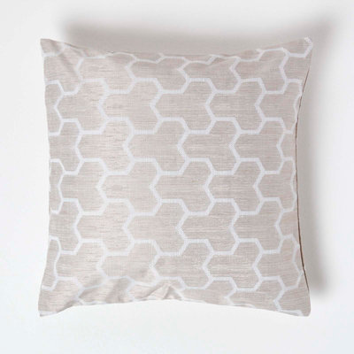 Homescapes Cuscino In Velluto 45x45 Cm – Design Geometrico Diamond, Colore Crema, Per Divano O Letto
