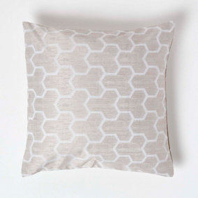Homescapes Geometric Natural Jacquard Cushion Cover, 45 x 45 cm
